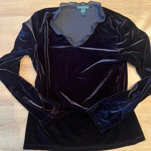 Lauren Ralph Lauren Velvet Black Top